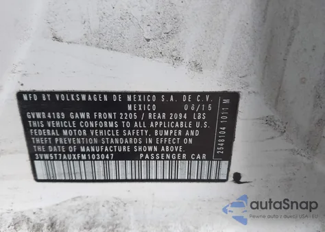 2015 Volkswagen Golf Gti 2.0T Autobahn 4-Door from USA, damaged, VIN 3VW5T7AUXFM103047